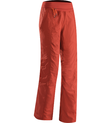 Roxen Pant Women's Lightweight, breathable, relaxed fit cotton/linen pant with a wide, comfortable fold-over waistband with drawcord, and elastic drawcord in the pant cuffs. Ideal for casual urban use in hot weather, or while travelling.