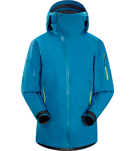 Sidewinder Jacket Women's Tough waterproof hardshell jacket with Storm Hood. Sidewinder front zipper curves away from your face.