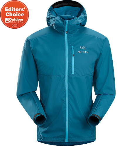 Squamish Hoody Men's Super lightweight, durable and compressible hooded jacket; Ideal as a wind resistant layer for warm weather activities
