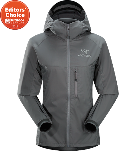 Squamish Hoody Women's Super lightweight, durable and compressible hooded jacket; Ideal as a wind resistant layer for warm weather activities