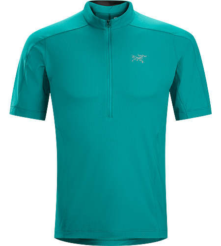 Velox Col Zippé Homme T-shirt léger et hautement respirant, avec un profond zip frontal pour course d'endurance.