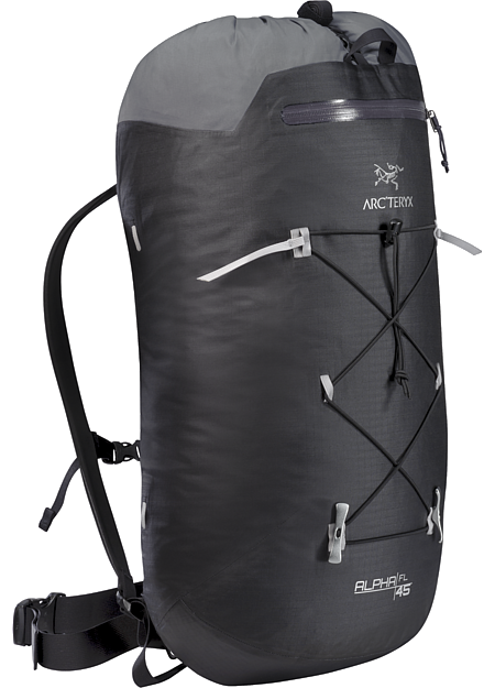 Alpha FL 45 Backpack Ultralight, durable, highly weather resistant climbing pack designed for fast and light travel on alpine, ice, rock and ski alpinism routes. Alpha Series: Climbing and alpine focused systems | FL: Fast and Light.