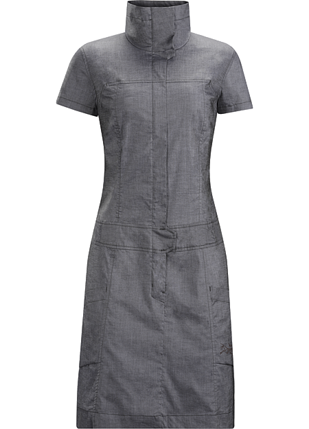 Blasa Dress Women's Tailored, above the knee dress in stretchy cotton chambray fabric. Designed for travel and everyday wear in town.