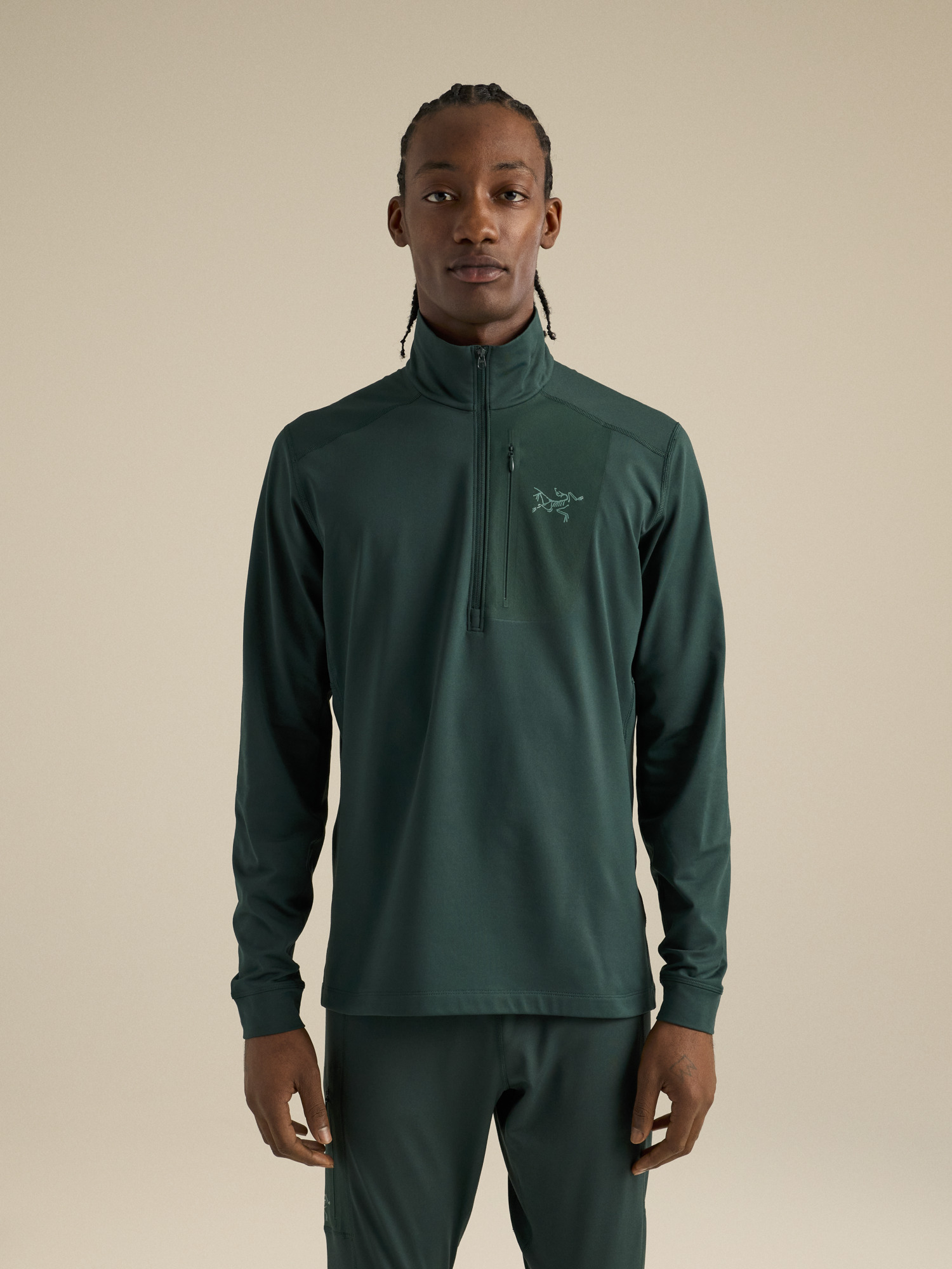 ロー LT ジップネック メンズ Dark Jade