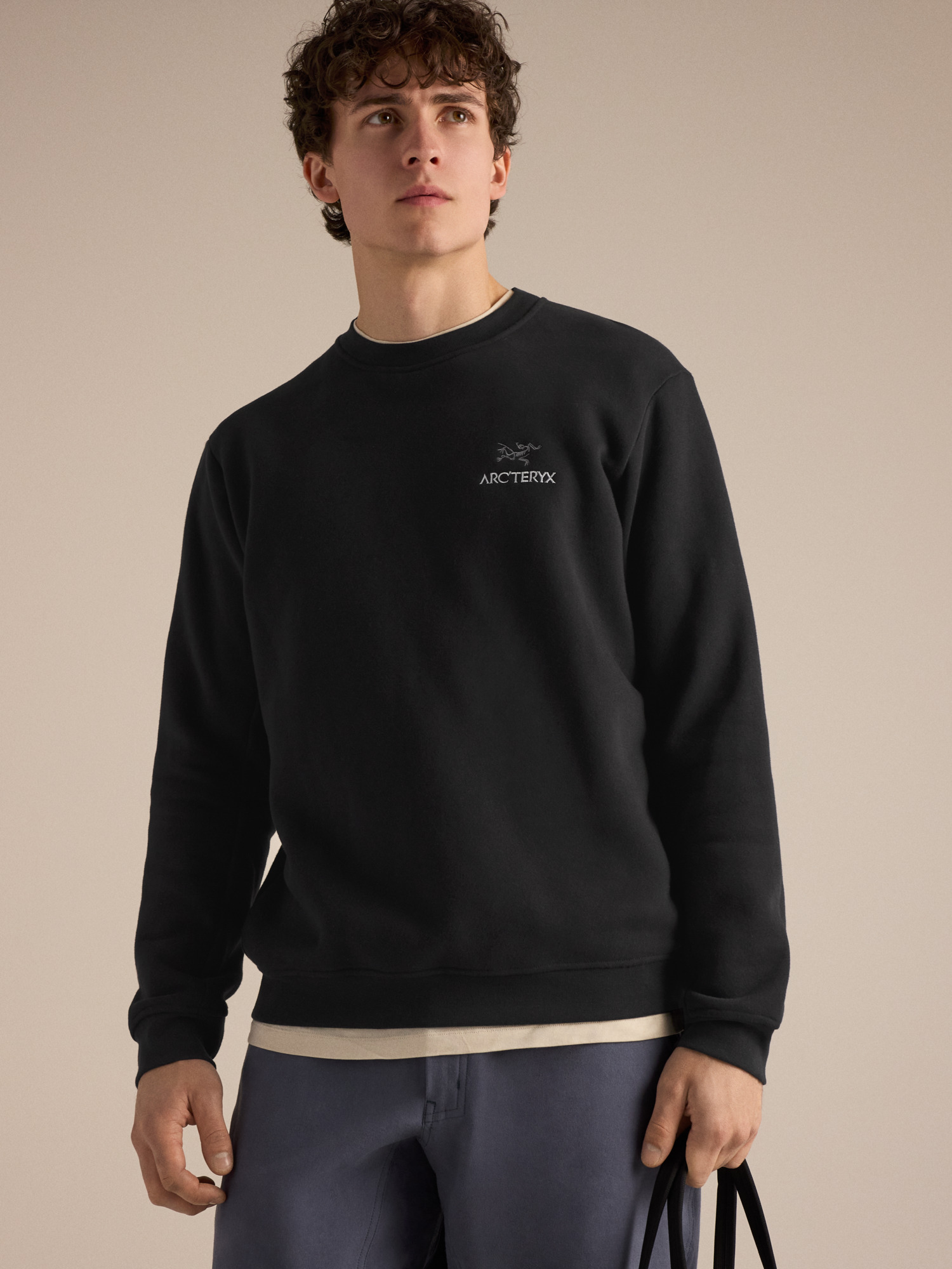 Мужской свитер Arc'teryx Emblem Fleece Crew Neck Pullover, цвет: Чёрный — фото 5