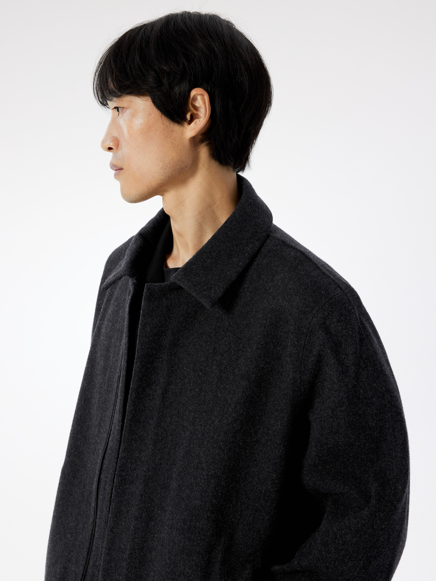 エイラー ウール コート メンズ Black Heather