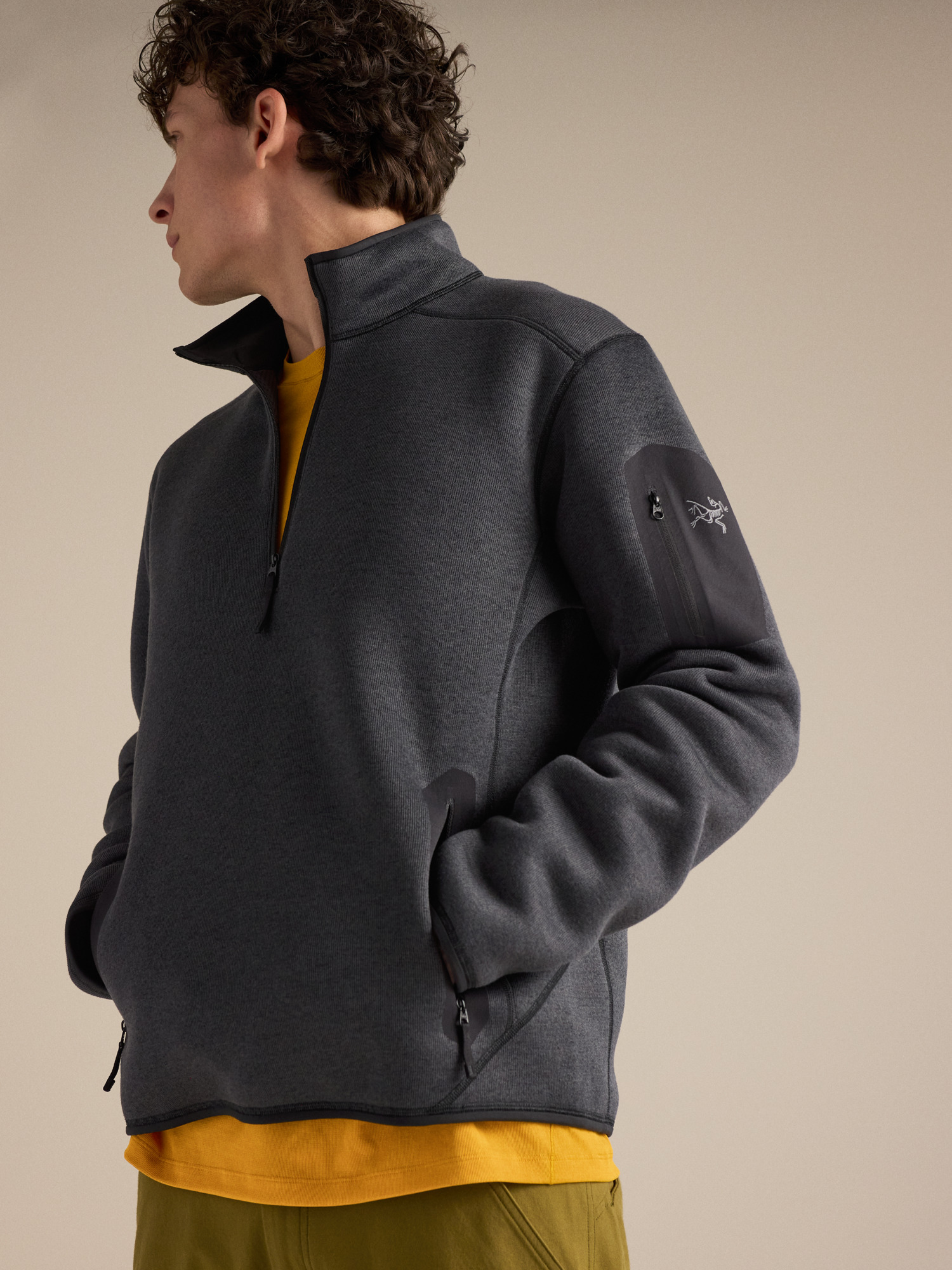 Arc'teryx Covert 1/2 Zip Neck Men's, цвет: Чёрный меланжевый — фото 5