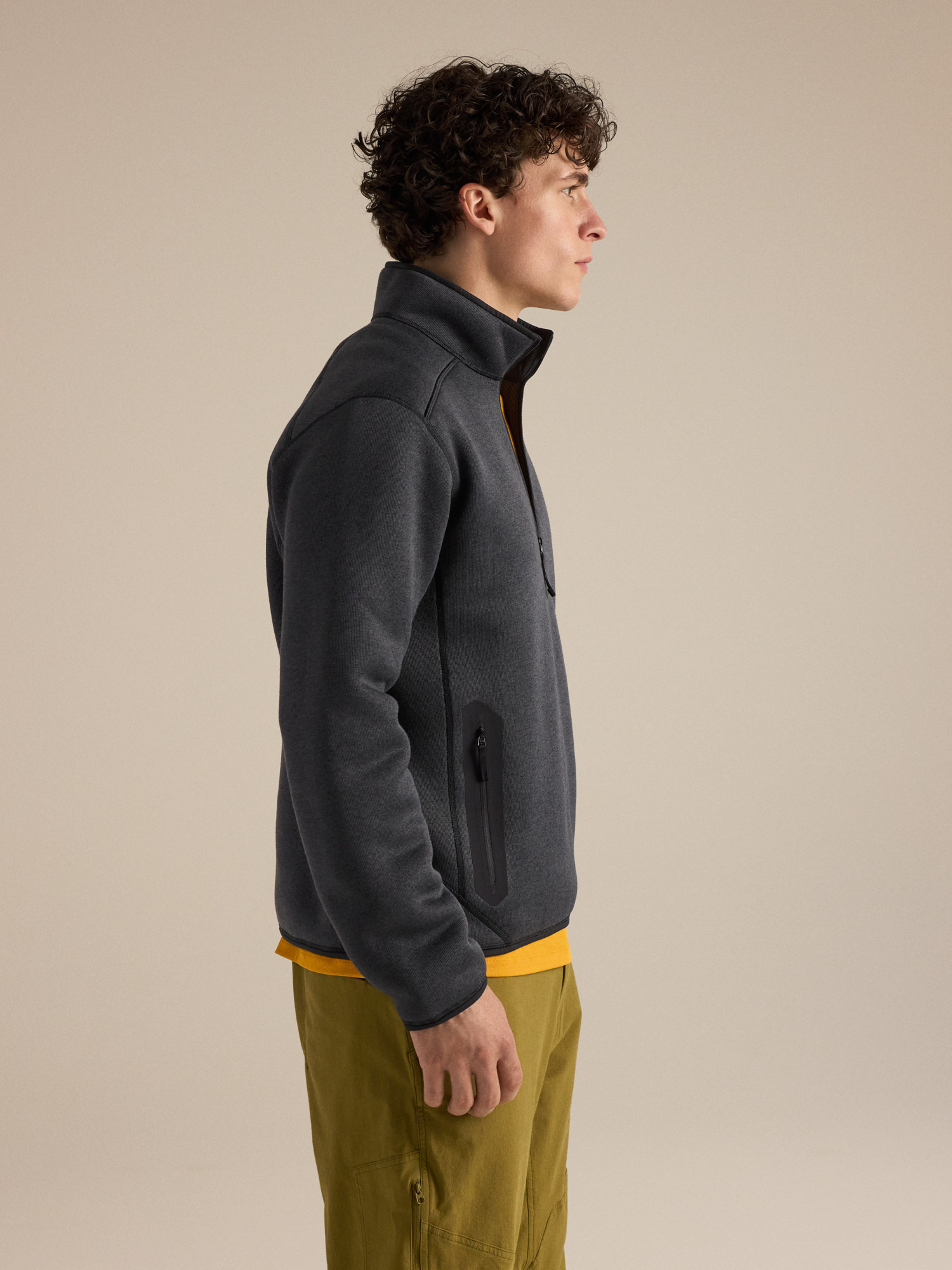 Arc'teryx Covert 1/2 Zip Neck Men's, цвет: Чёрный меланжевый — фото 3