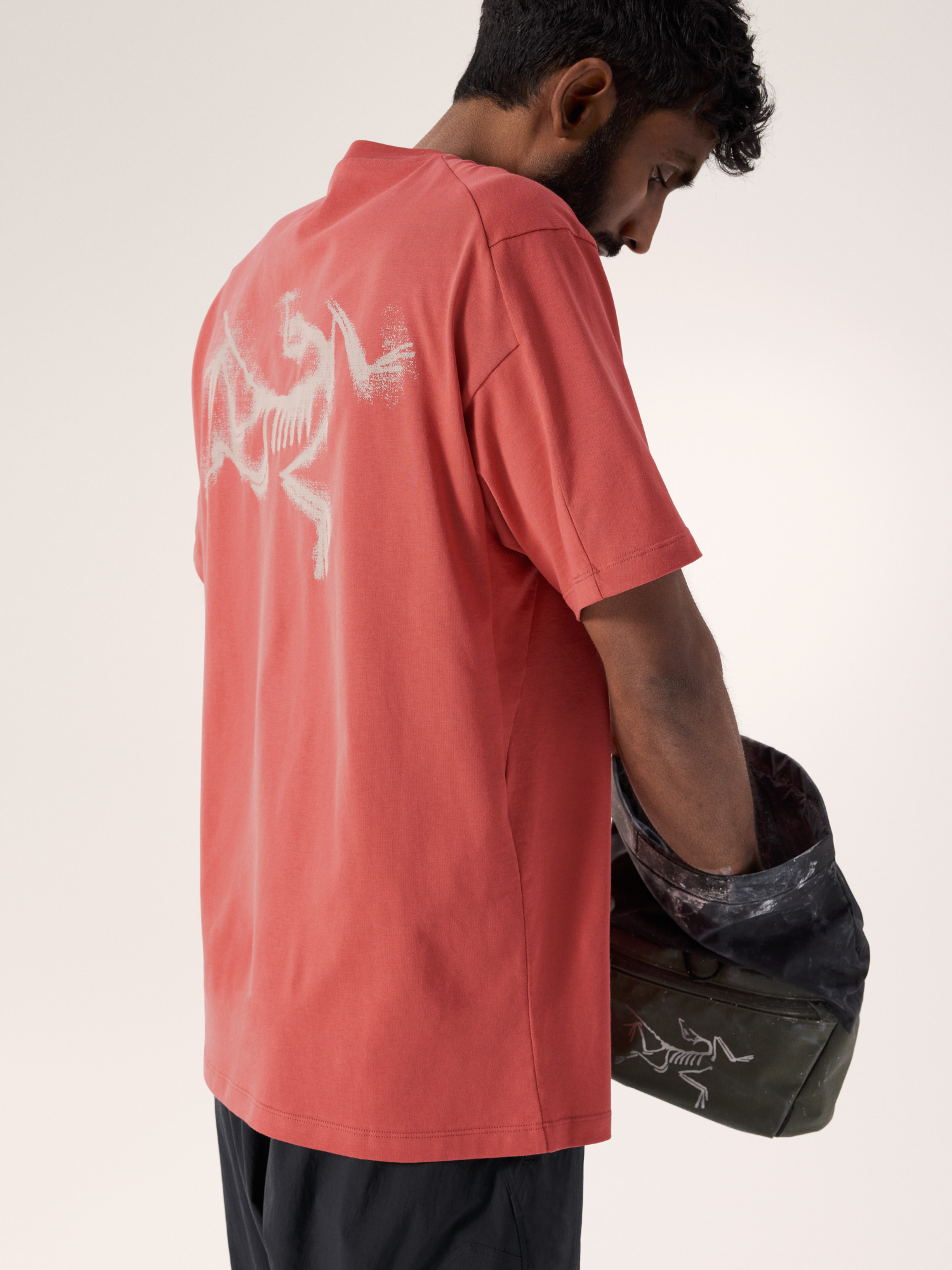 Kragg SL Cotton Blurred Bird Shirt SS Men's Stone Red