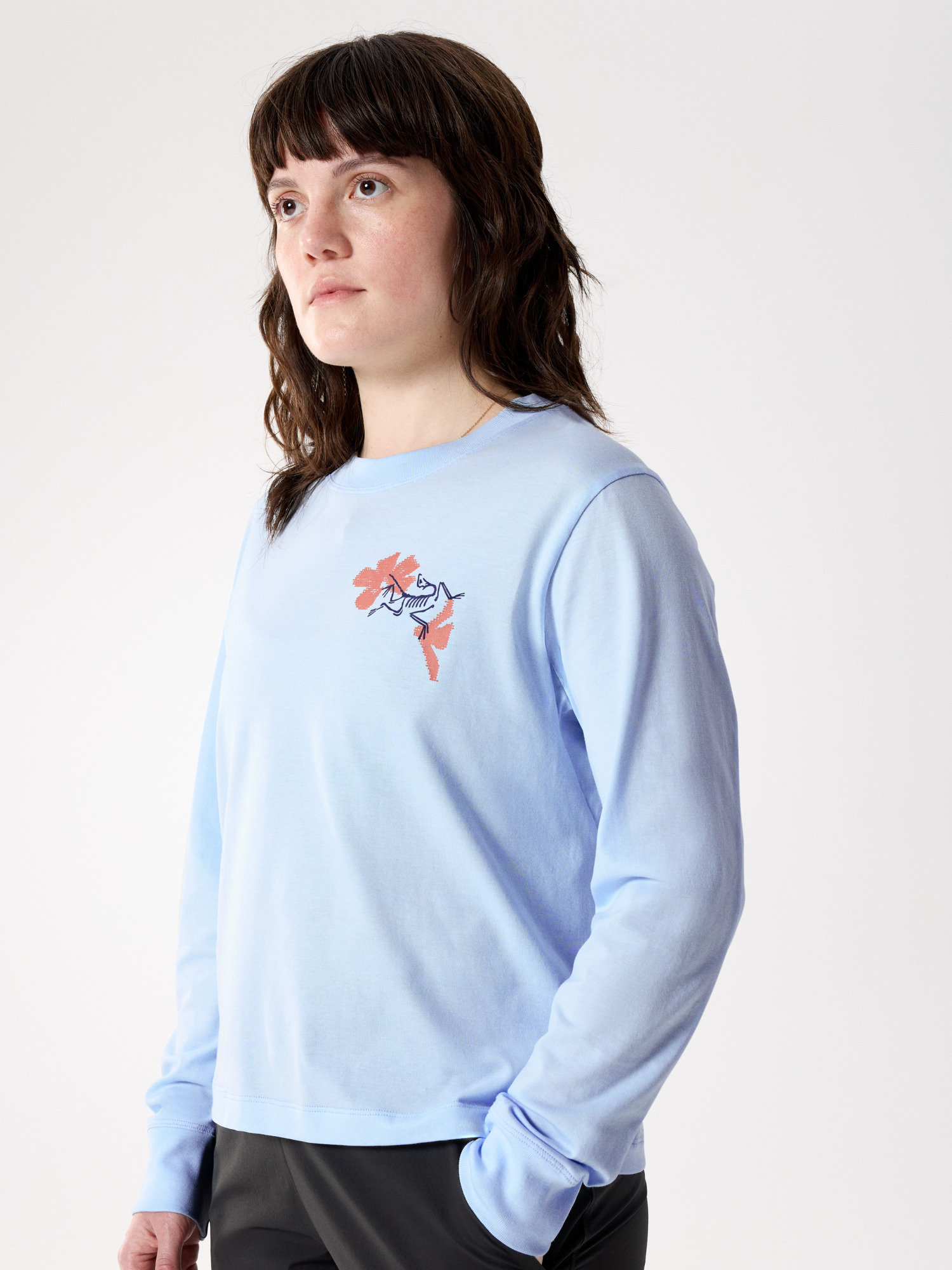 Женская рубашка Arc'teryx Kragg SL Cotton Bloom Crew Shirt LS, цвет: Синий — фото 2