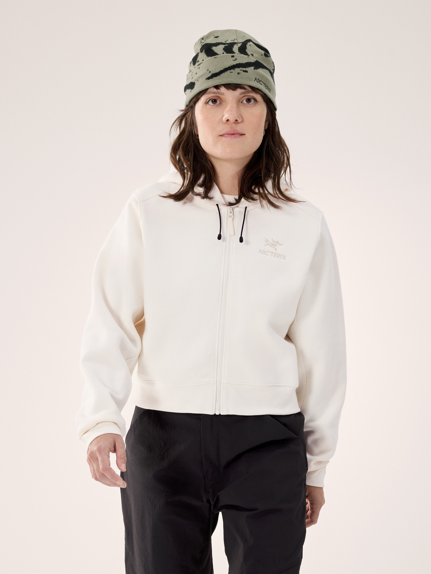 Emblem Fleece Full Zip Crop Hoody Women