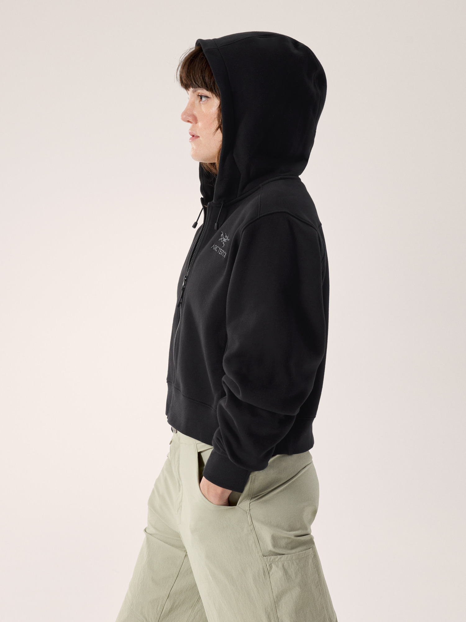 Emblem Fleece Full Zip Crop Hoody