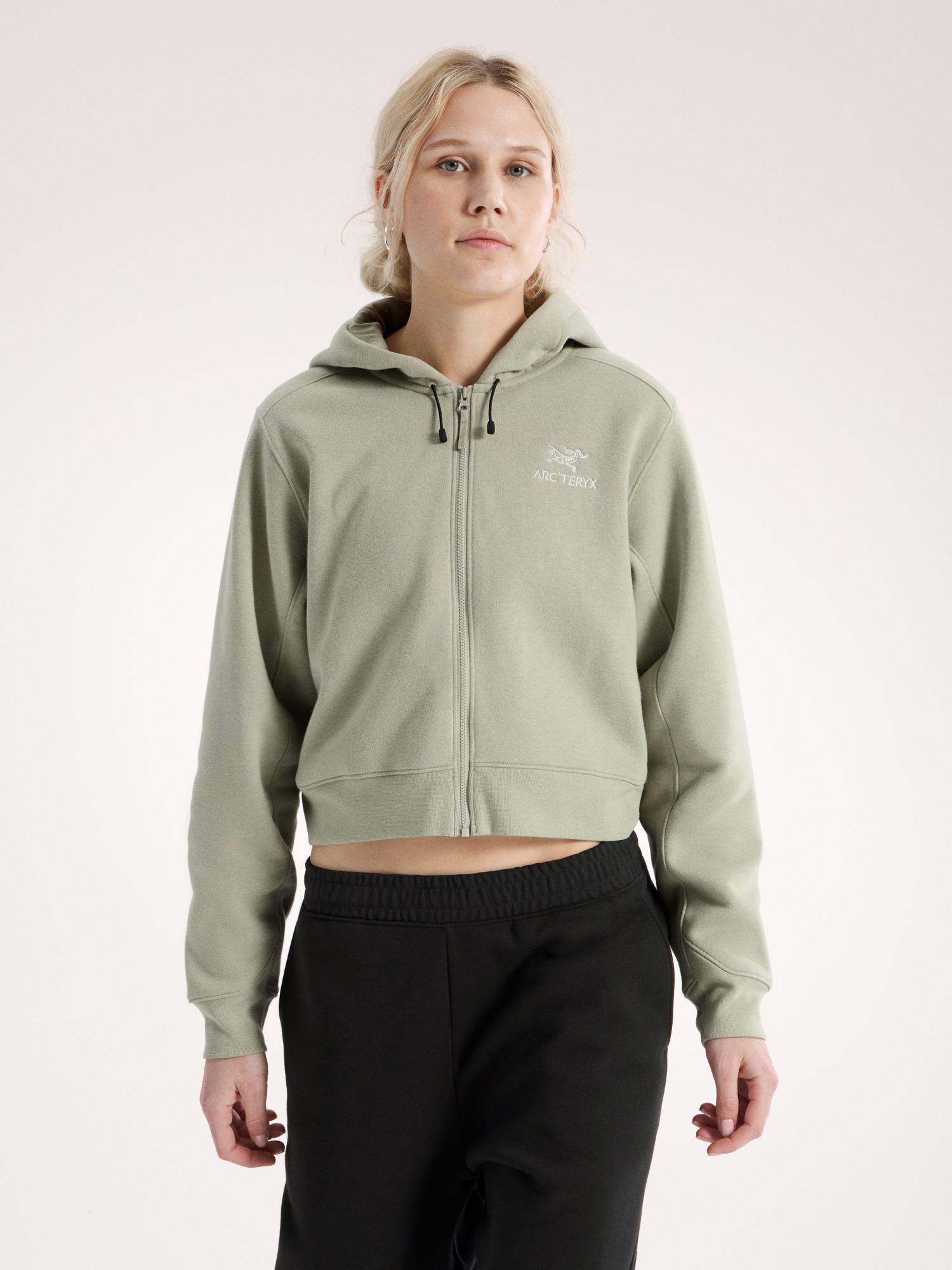 Emblem Fleece Full Zip Crop Hoody Women
